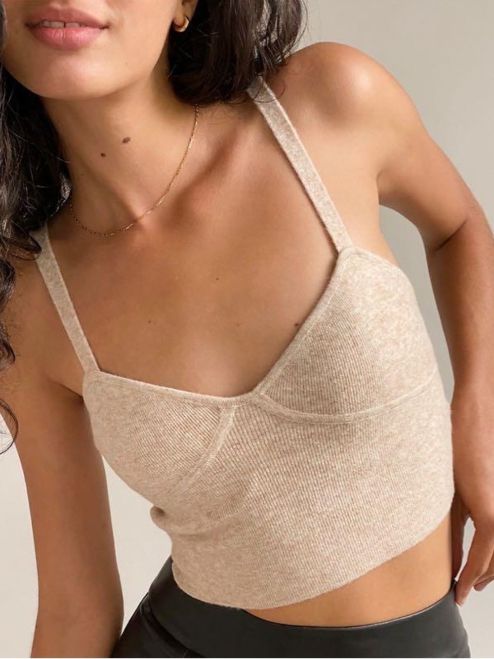 Wilfred Beige Ribbed Knit Bralette Tank
